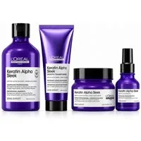 L'ORÉAL PROFESSIONNEL PARIS Haarpflege-Set L'Oréal Keratin Alpha Sleek Shampoo Treatment Maske Serum Set 800 ml, 4-tlg., reichhaltig