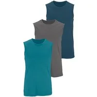 H.I.S Muscleshirt, Unterziehshirt, Unterhemd für Herren (3er-Pack) unifarben, Rundhalsausschnitt, aus Baumwolle