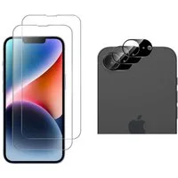 CLM-Tech Displayschutzglas für iPhone 16e Panzerfolie 2X Kameraschutz für iPhone 16e, 4er Set Kameraglas Panzerglas Displayschutz 9H Glas Folie, 4 Stück, Anti-Fingerabdruck und blasenfrei Anbringung