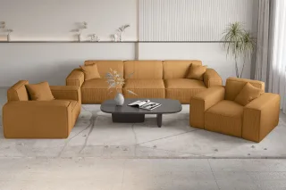 Sofaset Designersofa CELES PREMIUM 3-1-1 in Stoff Scala Senfgelb
