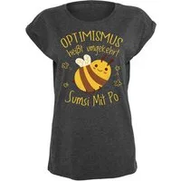Youth Designz Print-Shirt "Optimismus Sumsi Mit Po" Damen T-Shirt mit lustigem Spruch für Frauen Statement Geschenk Print Fun Spaß