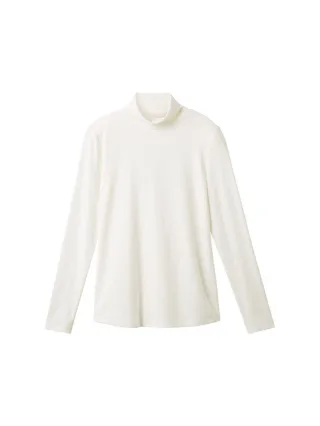 Tom Tailor - Langarmshirt mit Rollkragen weiß - Gr. - XXL
