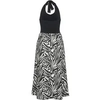 CLOUD 5IVE Shirtkleid CLOUD 5IVE Maxi Neckholder-Dress with zebra print (1-tlg)