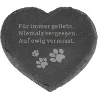 Dragimex Hängedekoration SCHIEFER-HERZ Trauerherz Pfote "Für immer geliebt" ca. 12x12cm