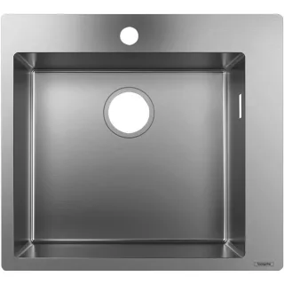 Hansgrohe S711-F450 Einbauspüle 43301800 edelstahl, 1 Hauptbecken, Hahnloch vorgebohrt