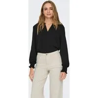 ONLY Blusenshirt ONLMETTE V-NECK LS SMOCK TOP NOOS WVN Kunstfaser, regular fit