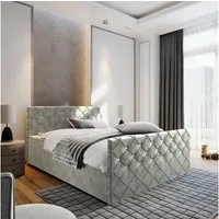 Masseno Boxbett MANDI 160x200 cm mit Bonell Matratze und Topper, Doppelbett, Polsterbett mit Kopfteil, Boxspringbett