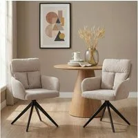 IDIMEX Esszimmerstuhl ELARA (2 St), Polsterstühle mit hoher Rückenlehne, 360° drehbar Chenille-Stoff Beige