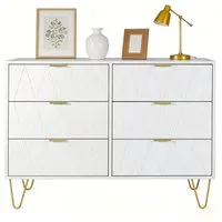 UEV Kommode mit 6 Schubladen, Sideboard für Wohnzimmer Schlafzimmer (Highboard, Sideboard mit Schubladen, Schmal kommode, 100 x 34 x 73 cm Mehrzweckschrank), Küchenschrank Buffet TV Board Schrank mit Füße Aufbewahrungsschrank
