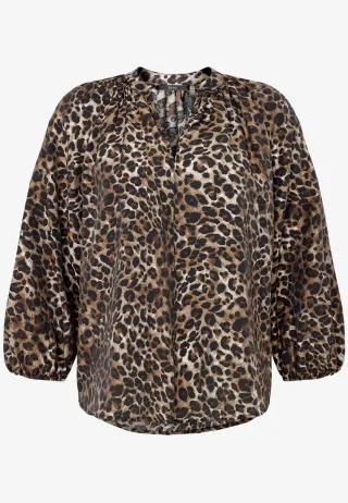 zero - Schlupfbluse mit Leoprint beige/black - Gr. - 38
