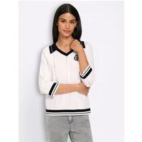 heine Strickpullover Polopullover 3/4-Arm Ajour
