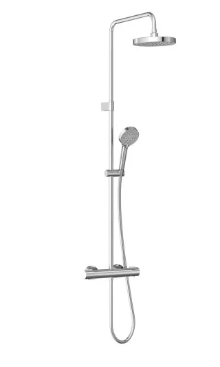 VitrA Base Round Thermostat-Duschsystem mit Kopf- und Handbrause Wandmontage Chrom,A47305EXP A47305EXP