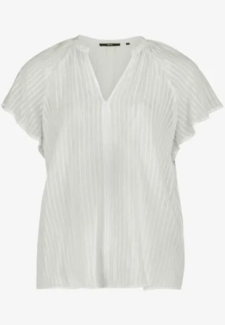 zero - Bluse transparent mit V-Ausschnitt offwhite - Gr. - 36
