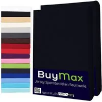 Buymax Spannbettlaken 2-er Set, Doppelpack, Bettlaken, Jersey 100% Baumwolle, Gummizug: rundum, (2 Stück), Pflegeleicht und Atmungsaktiv in Verschiedenen Farben und Größen