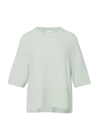 comma - Strickpullover mit verlängertem Kurzarm grün/blau - Gr. - M
