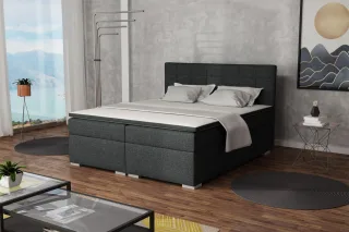 Boxspringbett Schlafzimmerbett FARUK 140x200cm Stoff Inari Dunkelgrau
