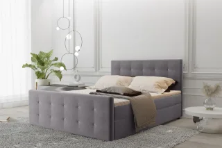 Boxspringbett Schlafzimmerbett MAURO 160x200cm Stoff Soro Grau inkl.Bettkasten