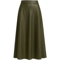 Mississhop Lederimitatrock Damen A-Linien langer Rock aus Kunstleder M.404