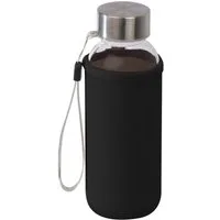 Macma Trinkflasche Glas Trinkflasche mit schwarzen Neoprenüberzug / 300ml / Farbe: transp