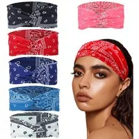 MOPUEA Haarband 6er Set Haarbänder Damen breite elastische weiche Boho-Stirnbänder, 6-tlg.