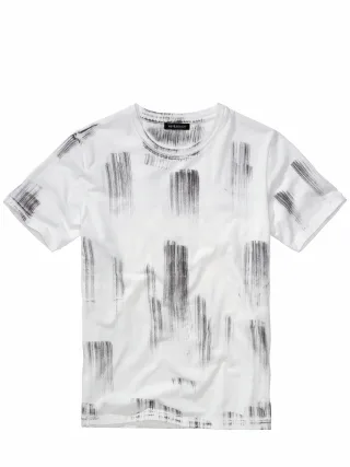Mey & Edlich Herren Pinselstrich-Shirt Weiß 100 % Baumwolle (bio)