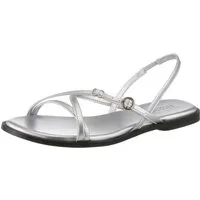HUGO Amaryl Riemchensandale Sommerschuh, Zehentrenner, flache Sandalette in Metallic-Optik