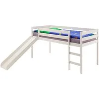 IDIMEX Hochbett BENNY Kinderbett mit Rutsche 90x200 cm aus Massivholz Weiß