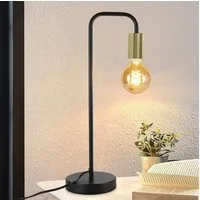 ZMH Tischleuchte Vintage Nachttischlampe Schwarz-Gold - E27, ohne Leuchtmittel, 1 /2 Flammig