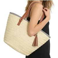 Zaewry Strandtasche Stroh Strand Schultertasche Tasche,Damen Sommer Böhmische Handtasche, für Reisen Strand Reise Schule Arbeit Einkaufen