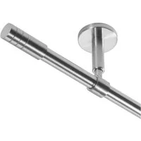 BASIT Gardinenstange Rohr Edelstahloptik 16 mm mit Deckenträgern 120 cm E28, Ø 16 mm, 1-läufig, verschraubt, Metall, D11 120 cm E28 Zylinder