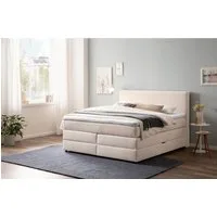 Belanoti Boxspringbett LOFT (Boxspringbett 180x200 mit Bettkasten, 7-Zonen Taschenfederkern Matratze inklusive Visco Topper), Bett 180x200 in der Farbe Beige H2/H3 Polsterbett