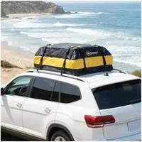 Outsunny Dachbox Gepäckbox mit 8 Verstärkte Gurte Rutsch-Matte Türhaken, (425L Autodach-Tasche, 1-St., Wasserdicht Dachgepäckträger Tasche), für alle Fahrzeugdächer mit,ohne Gepäckträger Gelb