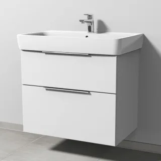 Sanipa 3way Waschtischunterbau zu Geberit Renova Plan Waschtisch mit 2 Auszügen, Weiß-Soft UM87843