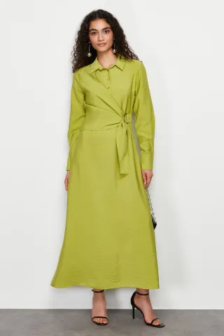 Langes, einfarbiges, lässiges, modisches Kleid für Damen in normaler Passform