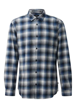 Q/S designed by - Karohemd Regular Fit blau - Gr. - XXL