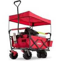 Arebos Bollerwagen faltbarer Handwagen mit Dach – Transportkarre für Garten & Freizeit, Maße 124 x 60 x 128 cm