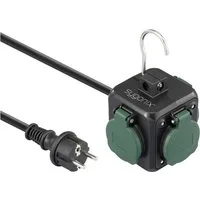 Sygonix Sygonix SY-6903362 Steckdosenwürfel Schwarz, Grün Schutzkontakt 1 St. Steckdosenleiste (Kabellänge 1.40 m)
