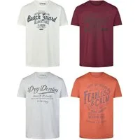 riverso T-Shirt Herren Printshirt RIVLeon Regular Fit (4-tlg) Kurzarm Tee Shirt mit Rundhalsausschnitt aus 100% Baumwolle