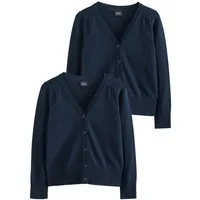 Next Strickjacke Schul-Strickjacke mit V-Ausschnitt und Baumwolle (2-tlg)