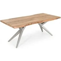 WOLF MÖBEL Esstisch Baumkantentisch "live edge" Mango 200x100 cm, Eisengestell silber matt (200 x 100 x 77), Baumkantentisch "live edge" Mango 200x100 cm, Eisengestell silber matt
