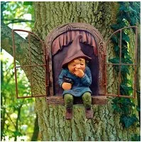 TUWENA Gartenfigur Gartenstatue Harz Zwerg Figur, Hängende Gartenzwerge Baum Dekoration