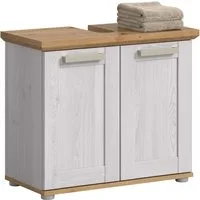welltime Waschbeckenunterschrank COSENZA, Breite 69cm, 2 Türen, 1 Einlegeboden, mit Siphonausschnitt (1-St., in Landhausoptik, mit weiteren Artikel der Serie kombinierbar) Waschbeckenunterschrank, WBU, Bad, Badezimmer