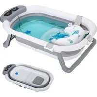 oyajia Babybadewanne Faltbare Badewanne PP&TPE Babywanne Badewannensitz, (mit weichem Schwimmkissen und Thermometer, Rutschfeste Badewanne)