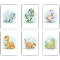 Tigerlino Poster Dinosaurier Bilder 6er Set Kinderzimmer Wandbilder Dekoration