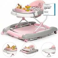 Bronea Lauflernhilfe 4-in-1 Lauflernwagen Gehfrei Baby Schaukel Lauflernhilfe Babywalker, Abnehmbares Spielpaneel - Wippfunktion - Leise gummierte Reifen