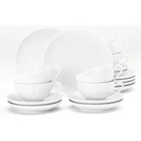 Seltmann Weiden Teeservice Geschirr-Set, 18 Teile, Amina, klein (18-tlg), 6 Personen, Porzellan, Tassen, Untertassen, Teller, Made in Germany, 18 Teile, für 6 Personen