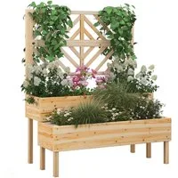 COSTWAY Hochbeet, mit Rankgitter, Spalier, Blumenkasten, aus Tannenholz, für Garten
