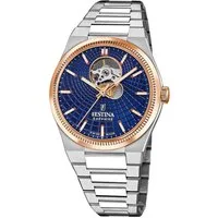 Festina Automatikuhr Festina Herrenuhr Swiss Made Armbanduhr, (Analoguhr), Herren Armbanduhr rund, Edelstahlarmband silber, Elegant