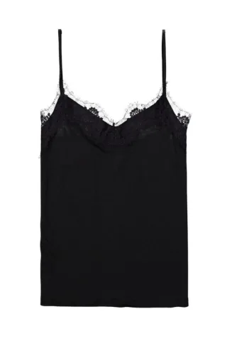 Garcia - Top mit Spitze schwarz - Gr. - M