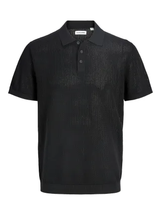 JACK&JONES - JJJESS KNIT POLO SS Black - Gr. - S